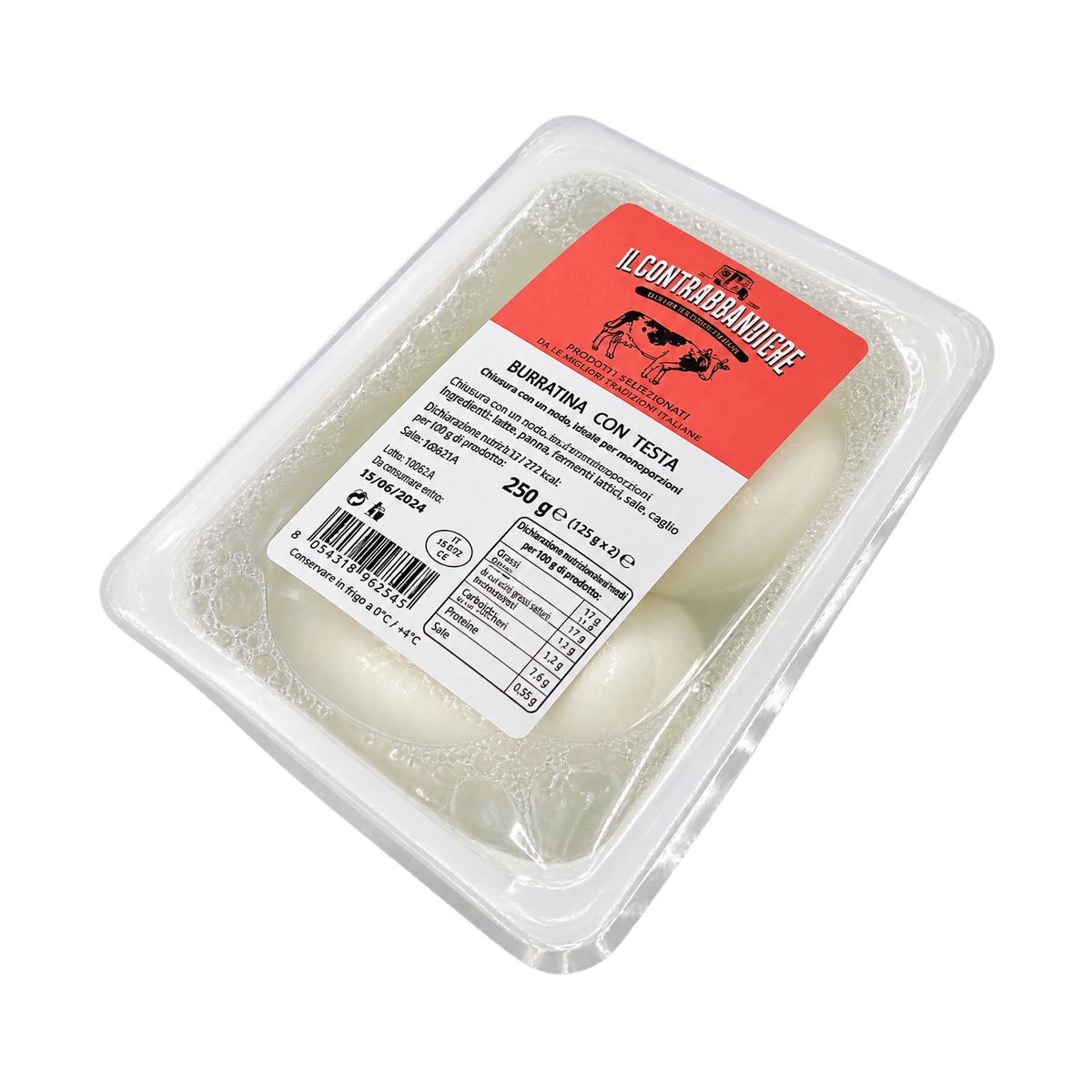 Burrata con cabeza Il Contrabbandiere, 2 piezas de 125 g