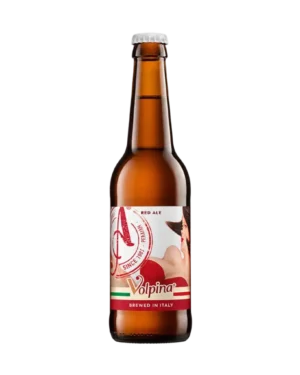 Cerveza Volpina Red Ale de Birra Amarcord, botella de 330 ml, cerveza italiana de color rojo rubí y 6,5 % de alcohol.