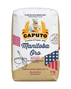 Harina Manitoba Oro de Mulino Caputo, paquete de 1 kg de harina de trigo blando tipo 0 y fuerza W360-380.
